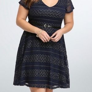 Torrid metallic lace skater dress Plus Size 0X